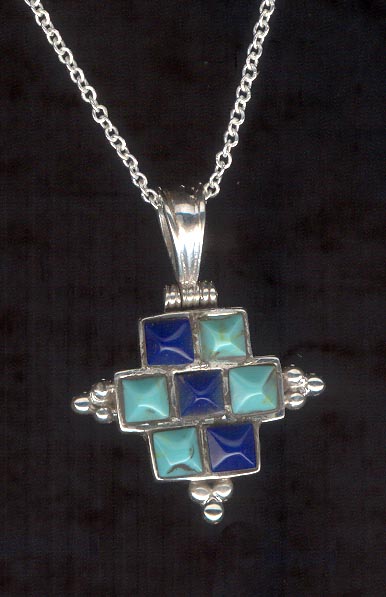 Sterling Silver Necklace, Blue and Turquoise MAIN