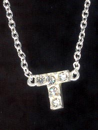 Sterling Silver Necklace, Letter T MAIN