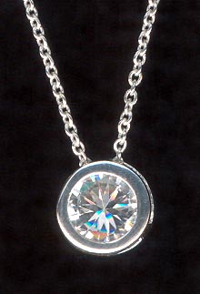 Sterling Silver Necklace, Round Solitaire MAIN