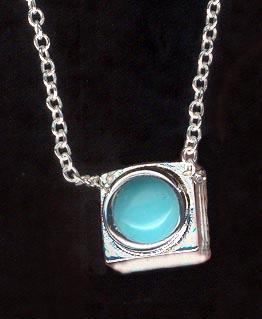 Sterling Silver Necklace, Turquoise Solitaire MAIN