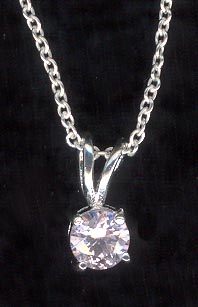 Sterling Silver Necklace, Purple Solitaire MAIN