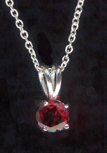 Sterling Silver Necklace, Red Solitaire MAIN