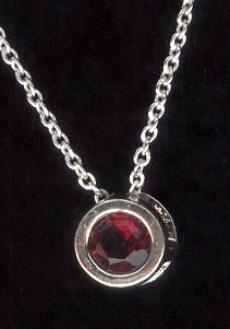 Sterling Silver Necklace, Deep Red Solitaire MAIN
