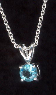 Sterling Silver Necklace, Blue Solitaire MAIN