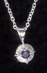 Sterling Silver Necklace, Deep Blue Solitaire MAIN