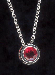 Sterling Silver Necklace, Red Solitaire MAIN