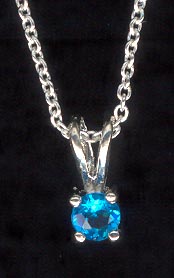 Sterling Silver Necklace, Blue Solitaire MAIN