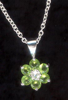 Sterling Silver Necklace, Light Green Flower MAIN