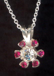 Sterling Silver Necklace, Red Flower MAIN