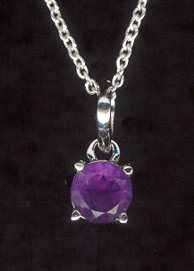 Sterling Silver Necklace, Purple Solitaire MAIN