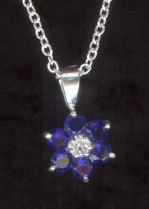 Sterling Silver Necklace, Deep Blue Flower MAIN
