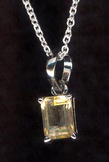Sterling Silver Necklace, Amber Emerald Cut MAIN
