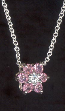 Sterling Silver Necklace, Pink Flower MAIN