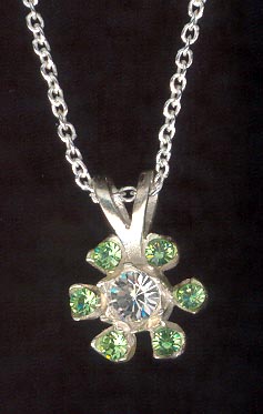 Sterling Silver Necklace, Light Green Flower MAIN