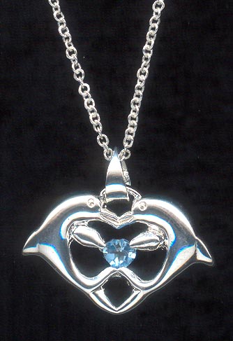 Sterling Silver Necklace, Dolphins MAIN