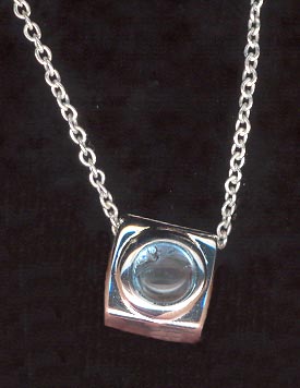 Sterling Silver Necklace, Aqua Solitaire MAIN