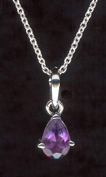 Sterling Silver Necklace, Purple Teardrop MAIN