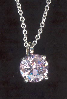 Sterling Silver Necklace, Light Purple Solitaire MAIN