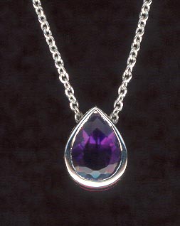 Sterling Silver Necklace, Deep Blue Teardrop MAIN