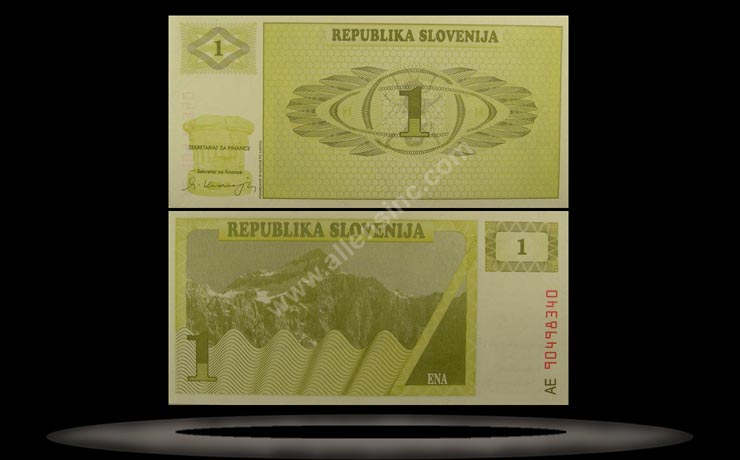 Slovenia Banknote, 1 Tolar, 1990, P#1a MAIN