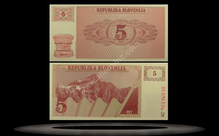 Slovenia Banknote, 5 Tolarjev, 1990, P#3a MAIN