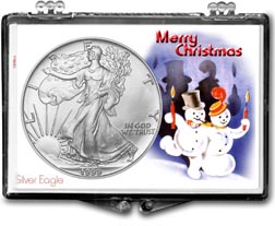 1999 Merry Christmas Snowmen American Silver Eagle Gift Display THUMBNAIL