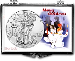 2005 Merry Christmas Snowmen American Silver Eagle Gift Display THUMBNAIL