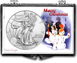 2013 Merry Christmas Snowmen American Silver Eagle Gift Display THUMBNAIL