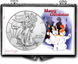 Merry Christmas Snowmen American Silver Eagle Gift Display THUMBNAIL