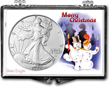 2024 Merry Christmas Snowmen American Silver Eagle Gift Display LARGE