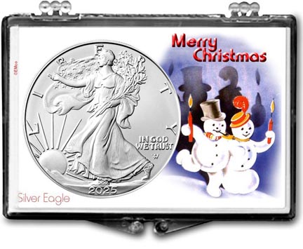 2025 Merry Christmas Snowmen American Silver Eagle Gift Display LARGE