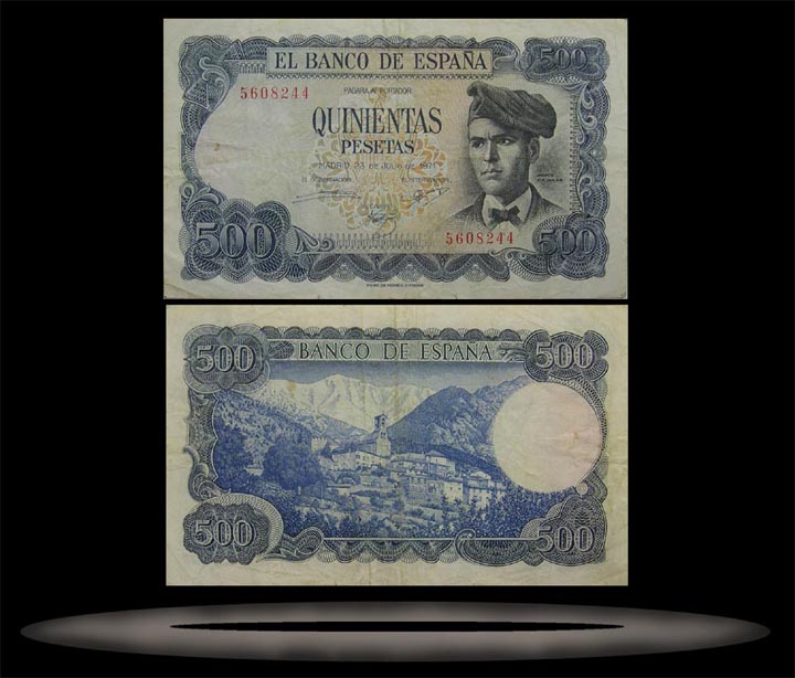 Spain Banknote, 500 Pesetas, 23.7.1971, P#153a MAIN