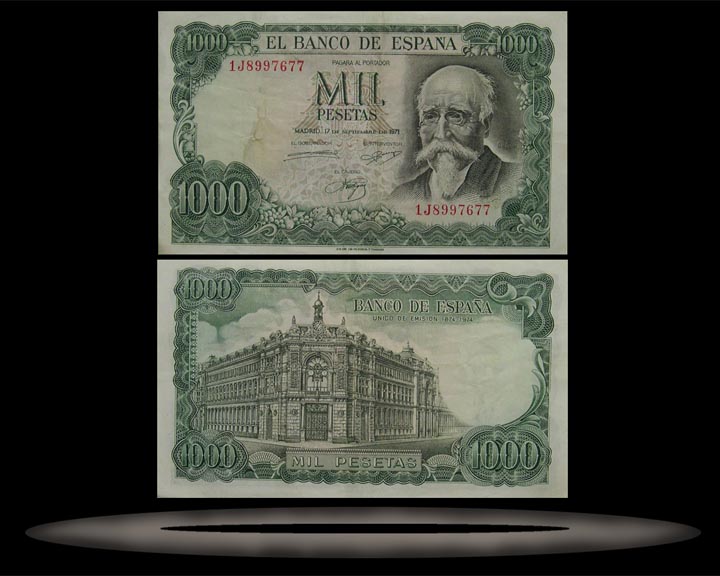 Spain Banknote, 1000 Pesetas, 17.9.1971, P#154 MAIN