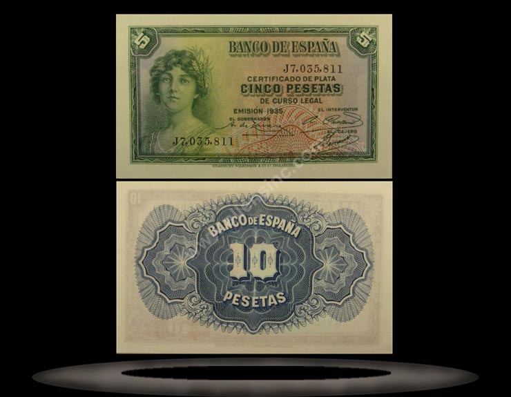 Spain Banknote, 5 Pesetas, 1935 (1936), P#85a MAIN