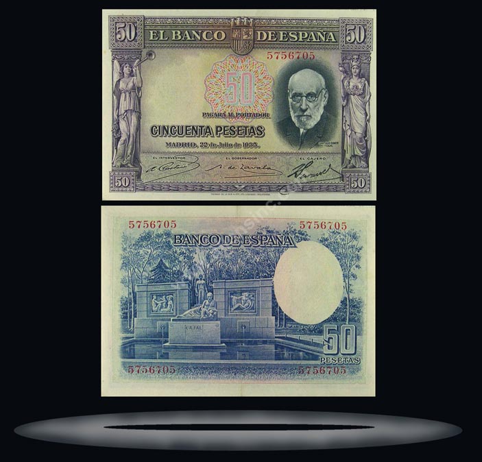 Spain Banknote, 50 Pesetas, 22.7.1935, P#88 MAIN