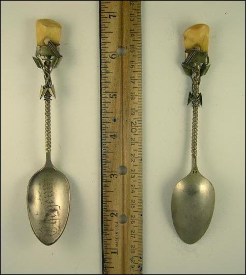 Cross Arrows, Moose Tooth, Twisted Handle, Cheyenne, Wyoming Souvenir Spoon MAIN