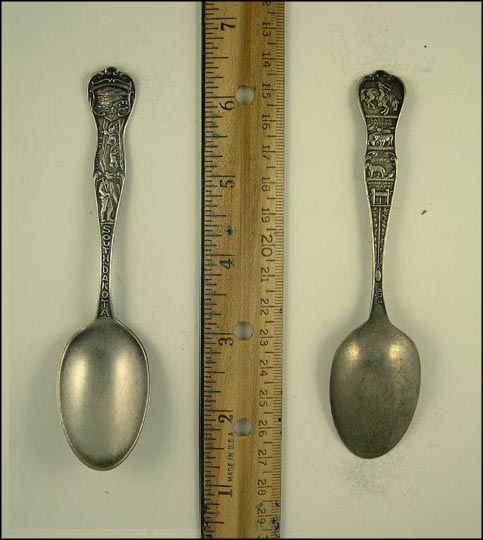 Cattle Raising, State Seal, Man Riding Bronco, Plowing, South Dakota Souvenir Spoon MAIN