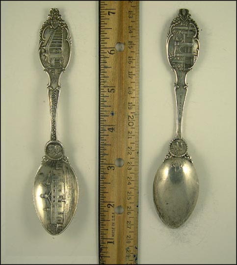 American Flag, George and Martha Washington, George Washington's House, Mt. Vernon, Virginia Souvenir Spoon MAIN