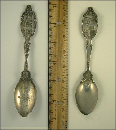 American Flag, George and Martha Washington, George Washington's House, Mt. Vernon, Virginia Souvenir Spoon MAIN