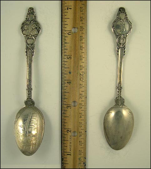 George and Martha Washignton, Washington's Home, Mt. Vernon, Virginia Souvenir Spoon MAIN