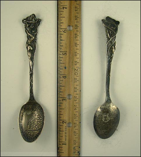 Floral, Lookout Mountain, Nude, Art Deco, Chattanooga, Tennessee Souvenir Spoon MAIN