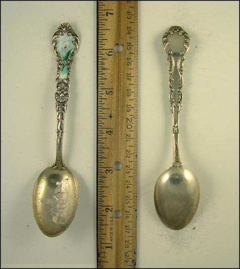 Enameled, Floral, Cossitt Library, Memphis, Tennessee Souvenir Spoon MAIN