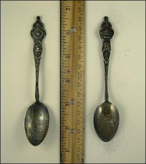 Cotton, Lone Star, Longhorn, The Alamo, State Capitol, Mission San Francisco...... Souvenir Spoon MAIN