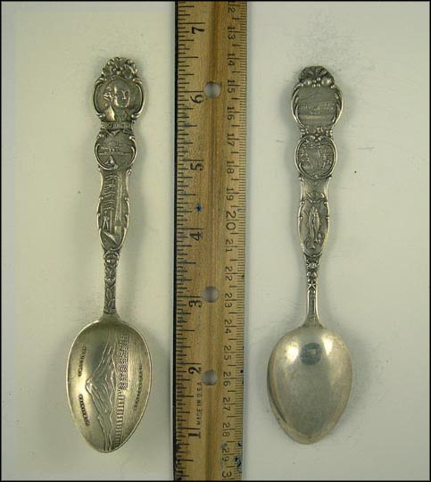 Mount Rainier, Washington, Ships, Lumberjack, Farm, Train Cart, Fish, Seattle, Washington Souvenir Spoon MAIN