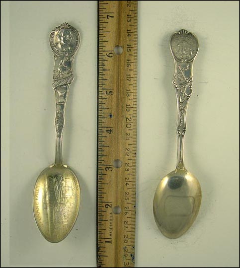 State Seal, Spokane Falls, Mt. Rainier, Spokane, Washington Souvenir Spoon MAIN