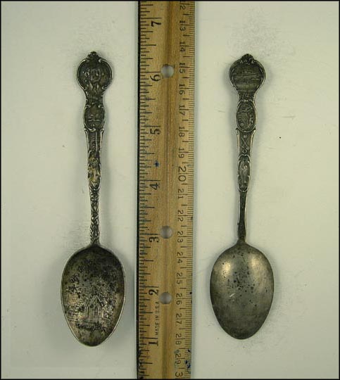 Old Church, Ships, Mountains, Fish, Tacoma, Washington Souvenir Spoon MAIN