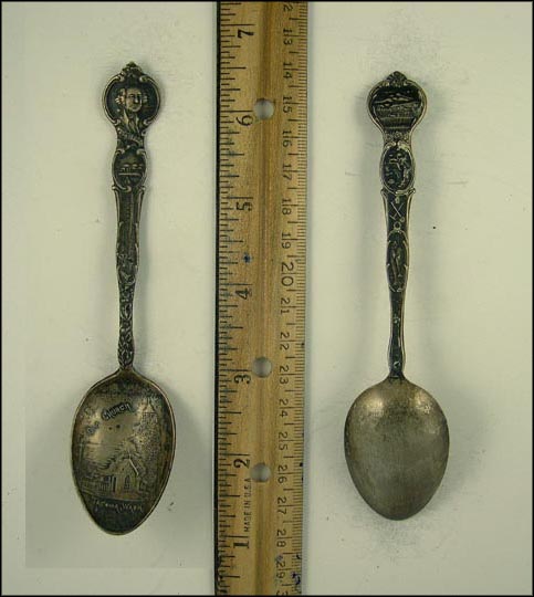 Washington, Ships, Old Church, Mountains, Fish, Tacoma, Washington Souvenir Spoon MAIN