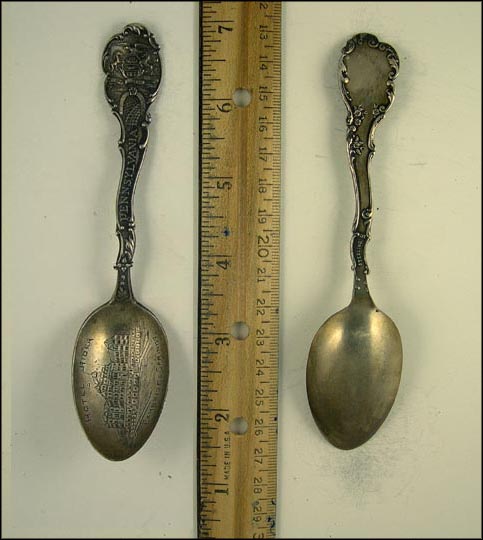State Seal, Rail Road, Hotel Rider, Cambridge Springs, Pennsylvania Souvenir Spoon MAIN