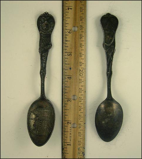State Seal, Water Falls, State Capitol, Tee Pee, Canoe, Albany, New York Souvenir Spoon MAIN