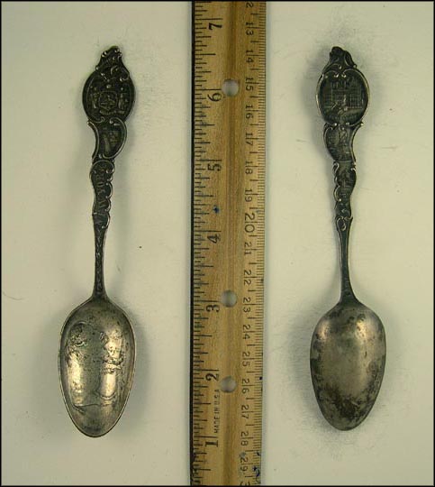 Buffalo, Water Falls, State Seal, State Capitol, Statue of Liberty, Grant's Tomb, New York Souvenir Spoon MAIN